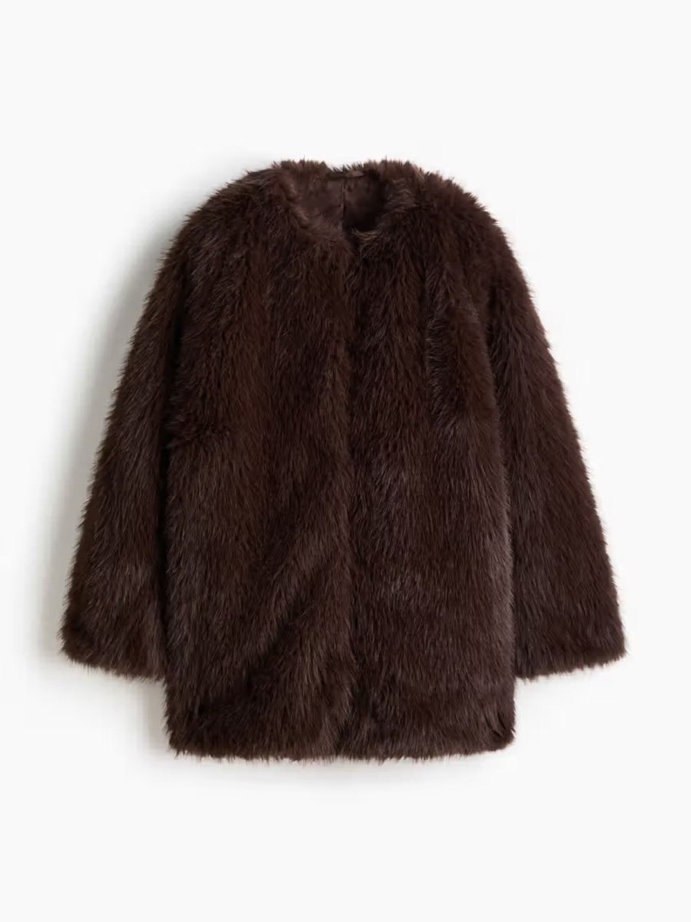 Brown Faux-Fur Coat - Women's Oversized Jacket